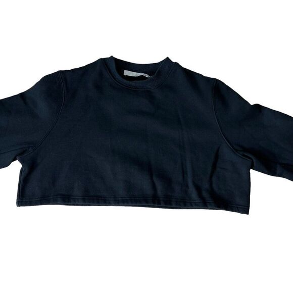 7115 By Szeki Cropped Sweater Women's Black Medium Cotton Artful Elevated Basic - Picture 6 of 12